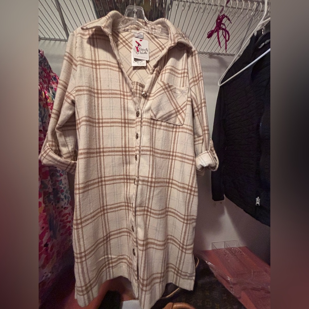 Plaid Button-Up Midi Dress